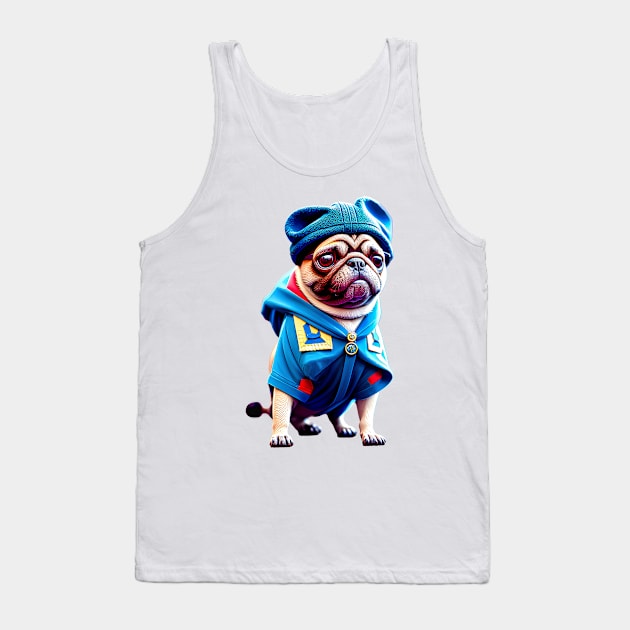 Cute Pug Wizard in Robe - Adorable Pug Dressed up as Wizard Costume Tank Top by fur-niche